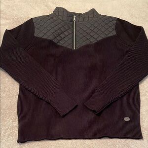 Black Knit / Quilted Pullover Sweater